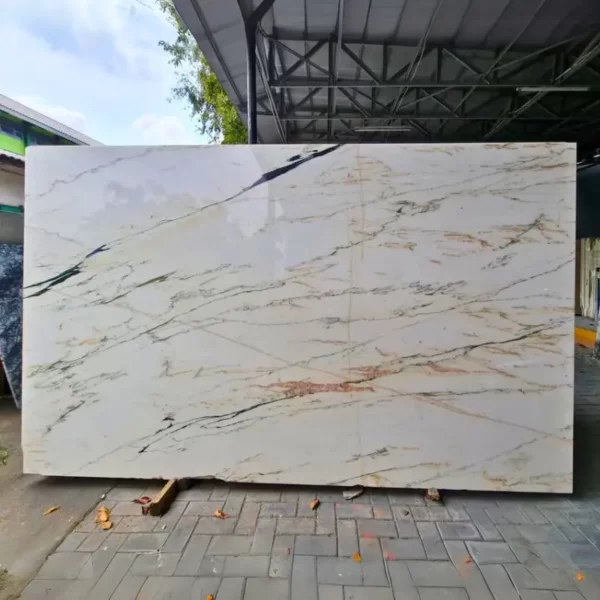 Marmer Calacatta Gold Brescia Stone Slab Besar